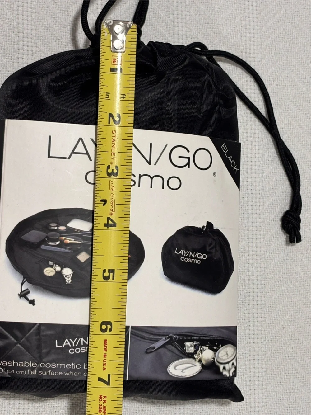 🩵LAY N GO Cosmo Drawstring Cosmetic Pouch — Black